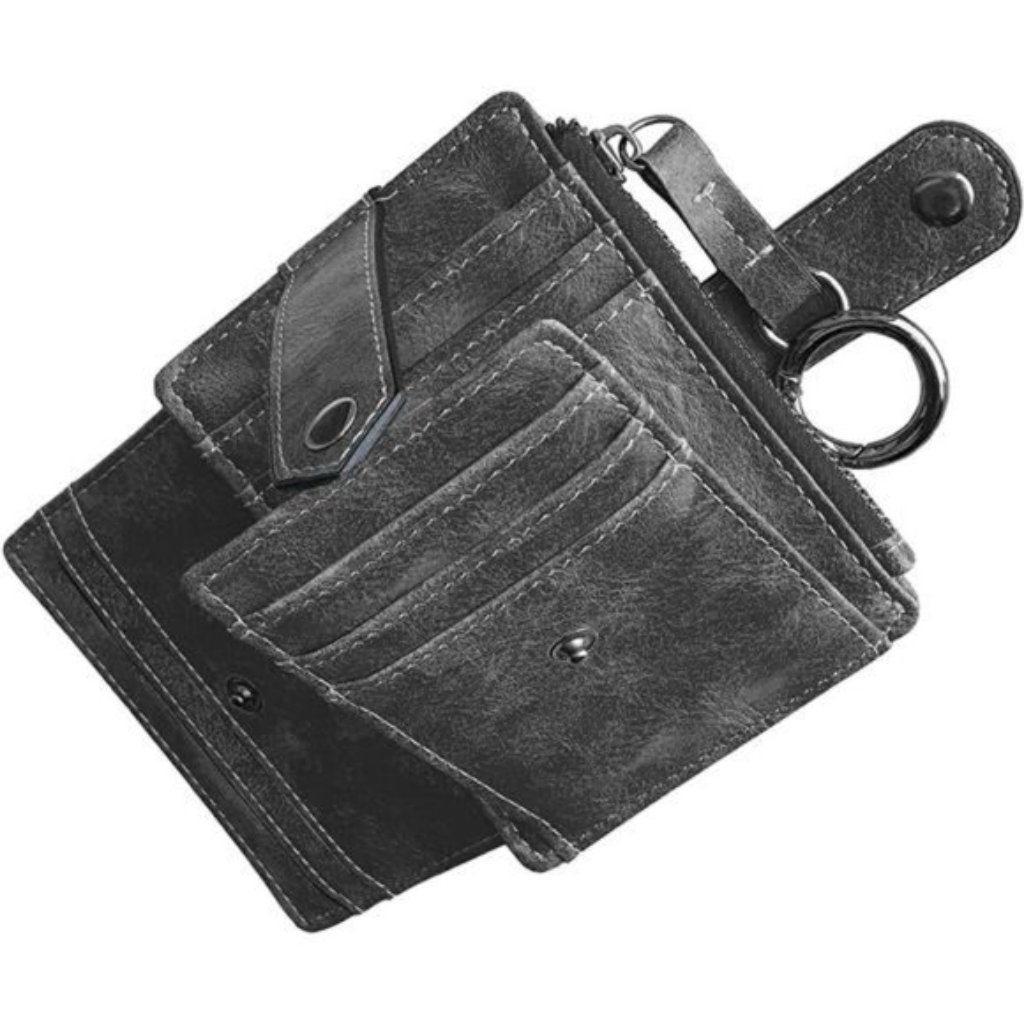 Slim Wallet Faux Leather Dark Grey